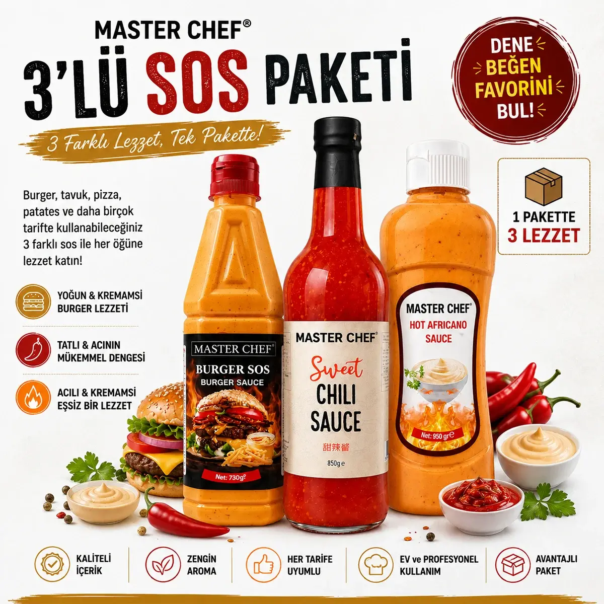 Burgerlerde Hot Africano Sos Kullanımı